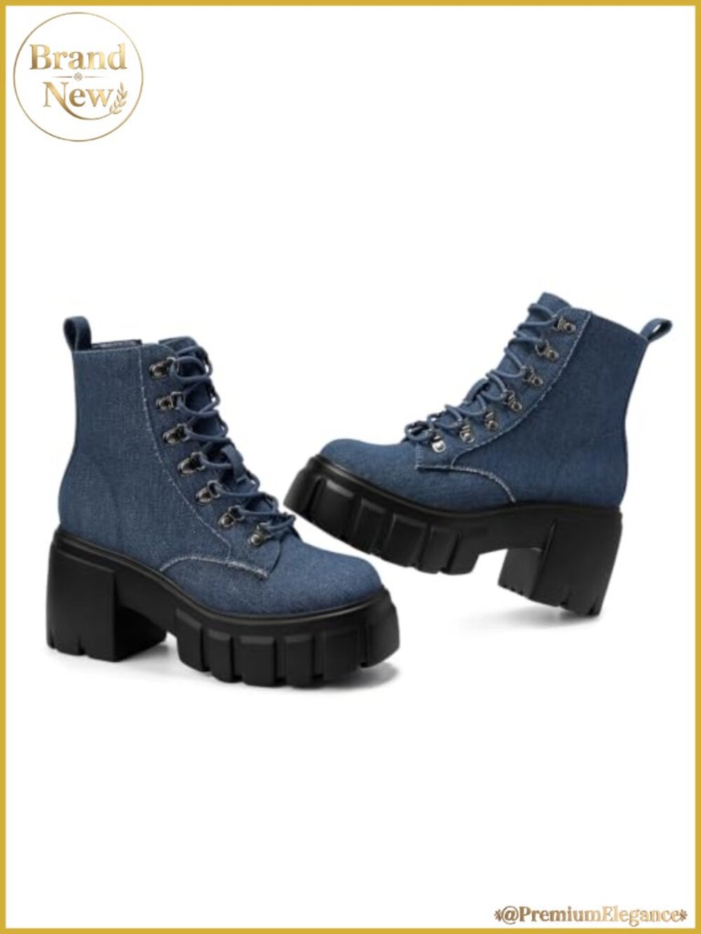 Womens Combat Boots Ankle Booties Lace Up High Heel Chunky Platform